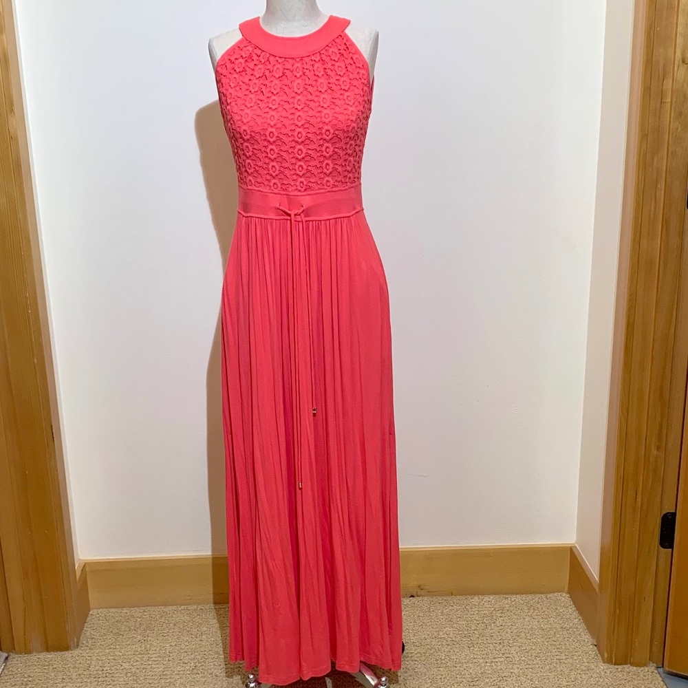 🎉Host Pick‼️ 🌸Coral Color Calvin Klein Button Halter Neck Maxi✨✨✨